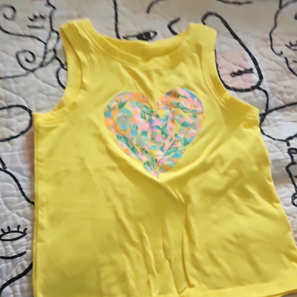 Cat & Jack Yellow Tank Top with Iridescent Heart
